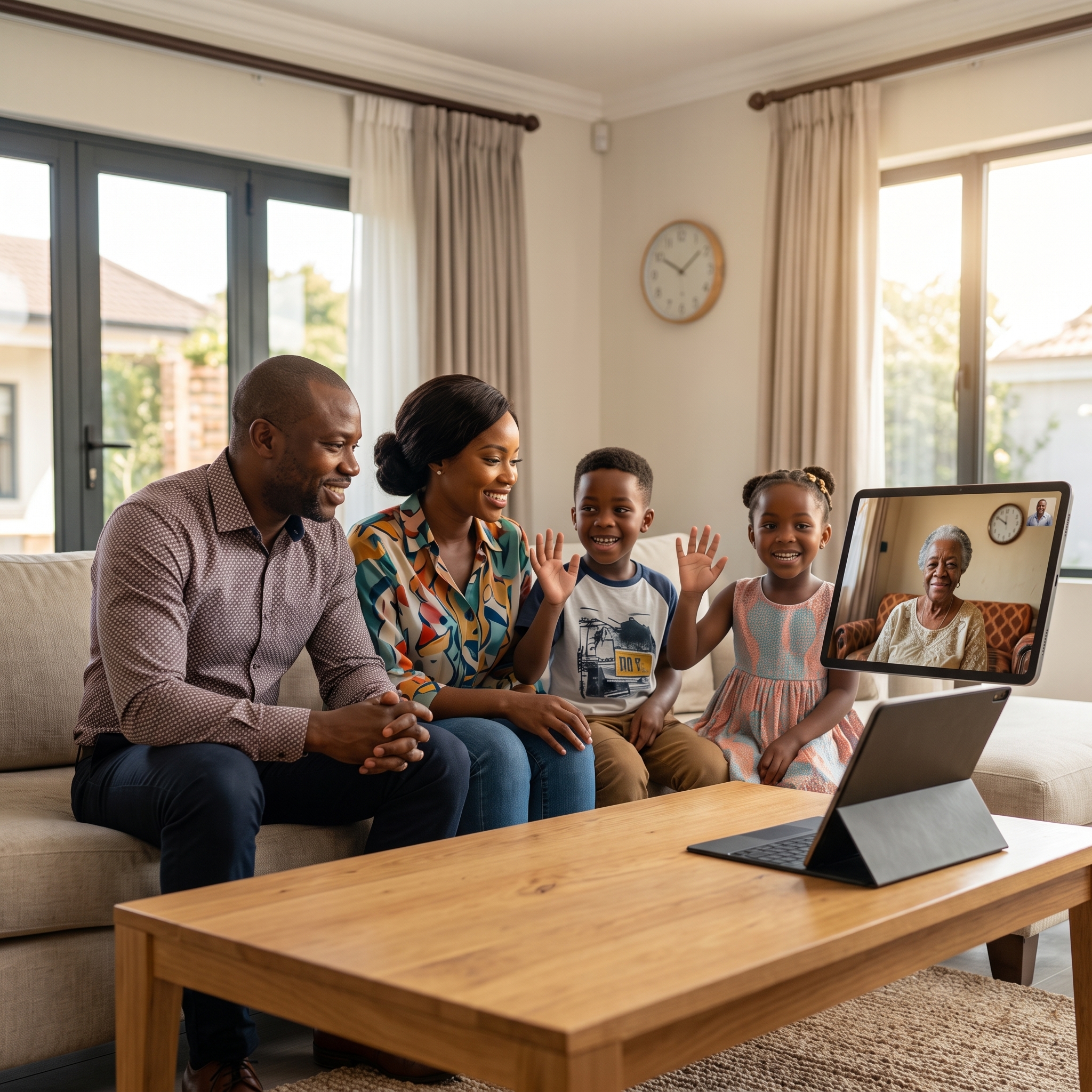 A client staying connected with family during a Lusso Althea Care home visit